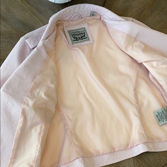 Levi’s blush pink faux leather Moto jacket- large - Picture 7 of 12